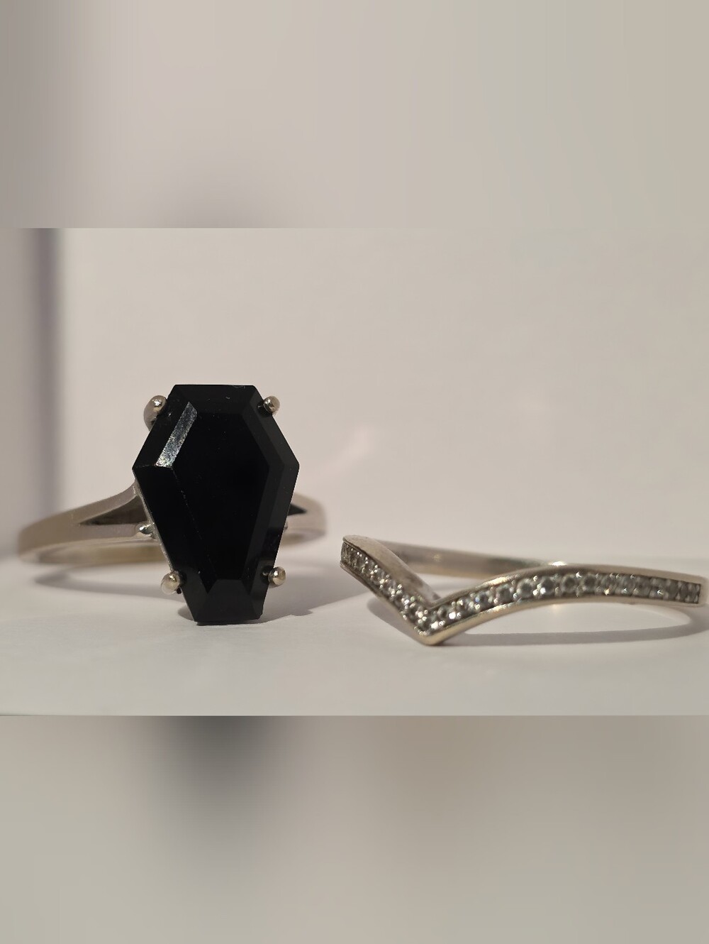 Women’s Black Statement Ring with Clear Accent Band